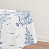 Funny Yeti Monsters Antiek Winter Toile Pattern Tafelkleed (Voorbeeld)