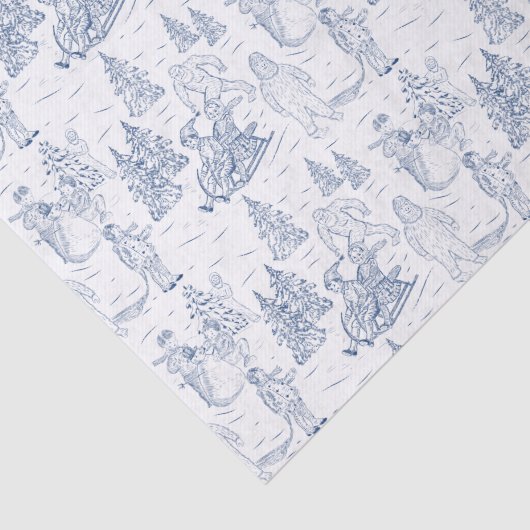 Funny Yeti Monsters Antiek Winter Toile Pattern Tissuepapier (Detail)
