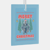 Funny Yeti - Vrolijk kerstfeest Glas Ornament (Voorkant Rechts)