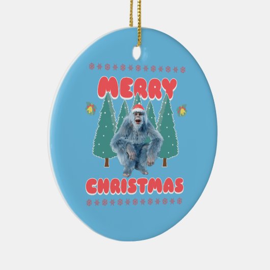 Funny Yeti - Vrolijk kerstfeest Keramisch Ornament (Rechts)