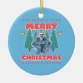 Funny Yeti - Vrolijk kerstfeest Keramisch Ornament (Voorkant)
