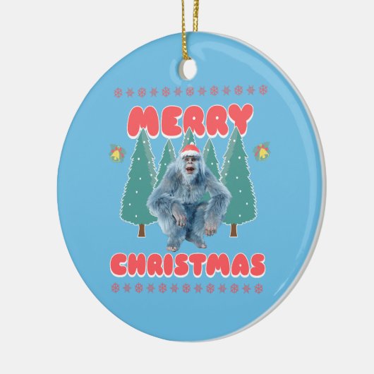 Funny Yeti - Vrolijk kerstfeest Keramisch Ornament (Links)