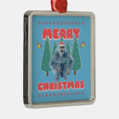Funny Yeti - Vrolijk kerstfeest Metalen Ornament (Rechts)