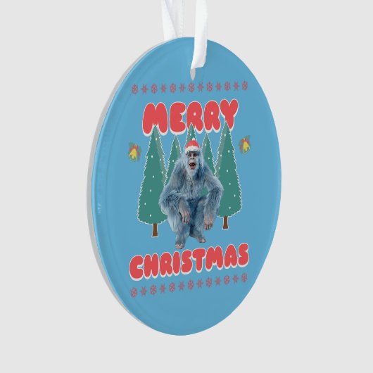 Funny Yeti - Vrolijk kerstfeest Ornament (voorkant)