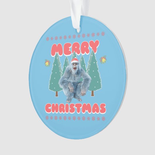 Funny Yeti - Vrolijk kerstfeest Ornament (voorkant)