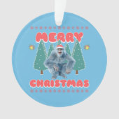 Funny Yeti - Vrolijk kerstfeest Ornament (voorkant)