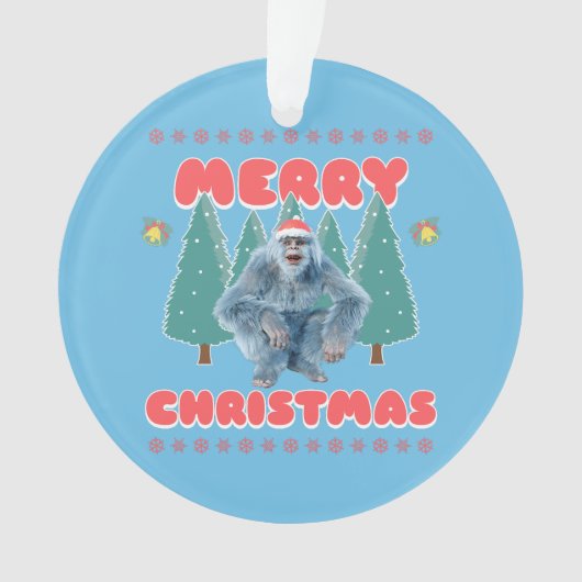 Funny Yeti - Vrolijk kerstfeest Ornament (voorkant)