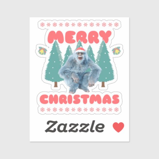 Funny Yeti - Vrolijk kerstfeest Sticker (Vel)