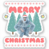 Funny Yeti - Vrolijk kerstfeest Sticker (Voorkant)