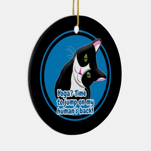 Funny Yoga Cat Keramisch Ornament (Rechts)