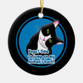 Funny Yoga Cat Keramisch Ornament (Voorkant)
