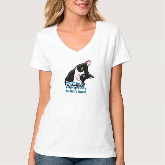 Funny Yoga Cat T-shirt (Voorkant)