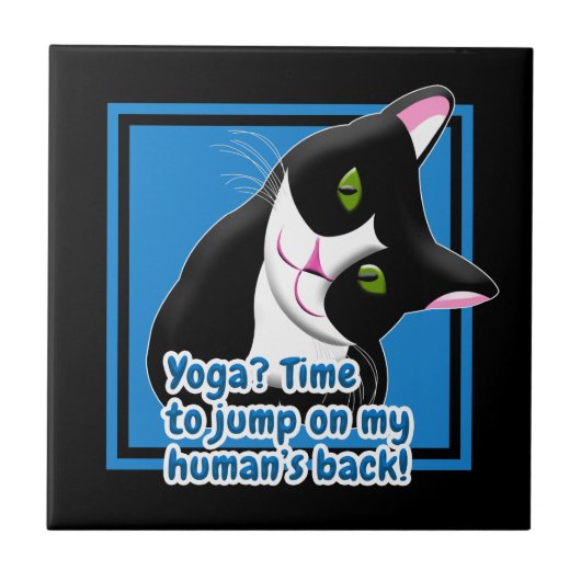 Funny Yoga Cat Tegeltje (Voorkant)