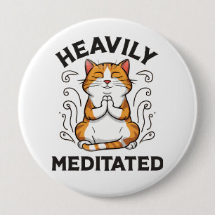 Funny Yoga Kat Mediterende Button