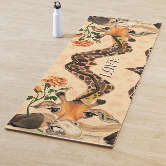 Funny Yoga Mat met Romantische Giraffe met Roos (In situ)