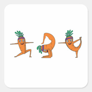 Funny Yoga Pose Schattigee Wortel Vierkante Sticker