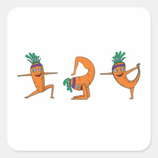 Funny Yoga Pose Schattigee Wortel Vierkante Sticker