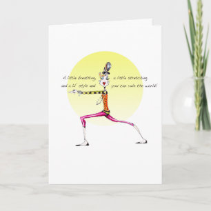 Funny Yoga pose wenskaart geschikt voor framing Kaart