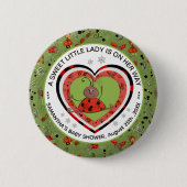 Funny Yoga Stretch Ladybug Heart Baby Shower  Ronde Button 5,7 Cm (Voorkant)