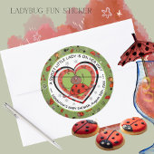 Funny Yoga Stretch Ladybug Heart Baby Shower  Ronde Sticker