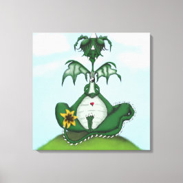 Funny Yogi Dragon Painting Canvas Afdruk