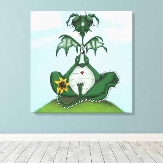Funny Yogi Dragon Painting Canvas Afdruk (Insitu (Houten vloer))