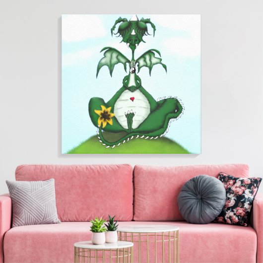 Funny Yogi Dragon Painting Canvas Afdruk (Insitu (Woonkamer))