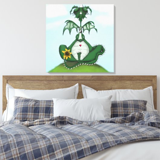 Funny Yogi Dragon Painting Canvas Afdruk (Insitu (Slaapkamer))