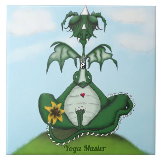 Funny Yogi Dragon Painting Tegeltje (Voorkant)