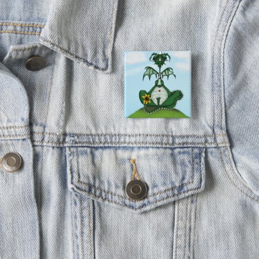 Funny Yogi Dragon Painting Vierkante Button 5,1 Cm (In situ)