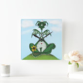 Funny Yogi Dragon Painting Vierkante Klok (Huis)
