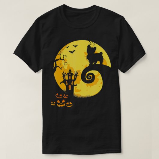 Funny Yorkie And Moon Halloween Costume  T-shirt (Design voorkant)