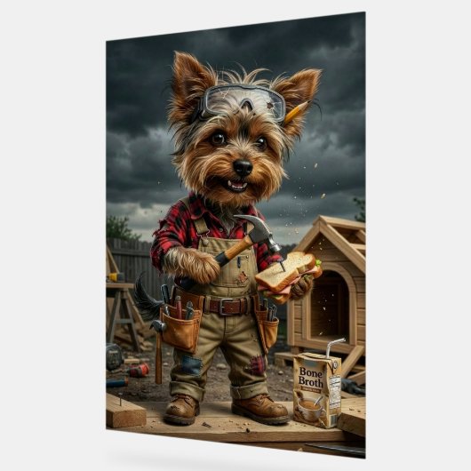 Funny Yorkie Construction Worker Poster – Playful  (Hoek)
