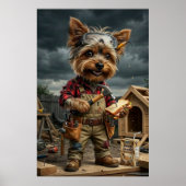 Funny Yorkie Construction Worker Poster – Playful  (Voorkant)