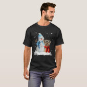 Funny Yorkie Dog Kerstmis Snowman Kerstmis Pajam T-shirt (Voorkant volledig)