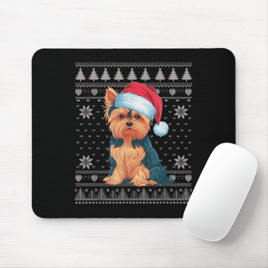 Funny Yorkie Dog Ugly Christmas Sweater Santa Xmas Muismat (Met muis)