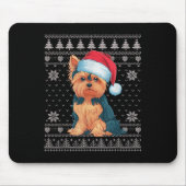 Funny Yorkie Dog Ugly Christmas Sweater Santa Xmas Muismat (Voorkant)