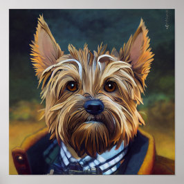 Funny Yorkshire Terrier Anthropomorphic Dog Art Poster