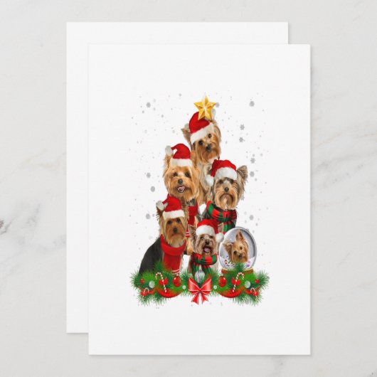 Funny Yorkshire Terrier Dog Christmas Tree Gift Aankondiging (Voorkant / Achterkant)