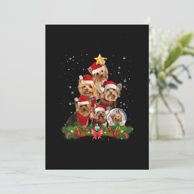 Funny Yorkshire Terrier Dog kerstboom (Staand voorkant)