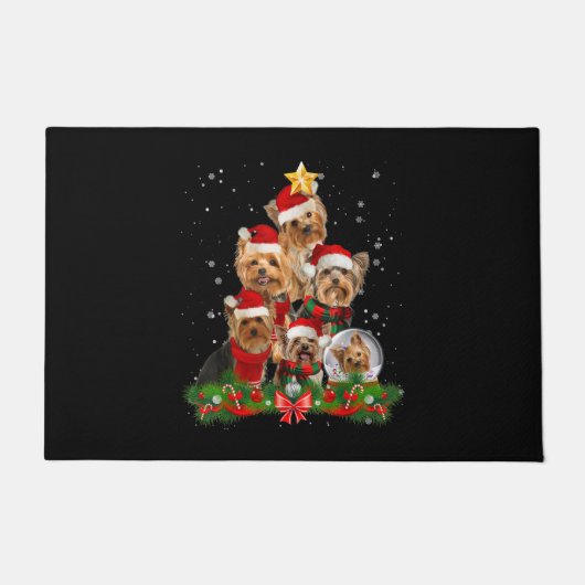 Funny Yorkshire Terrier Dog kerstboom Deurmat (Voorkant)