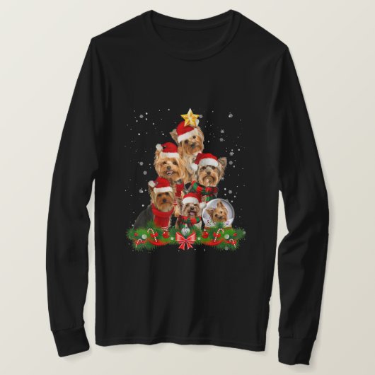 Funny Yorkshire Terrier Dog kerstboom T-shirt (Design voorkant)