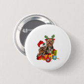 Funny Yorkshire Terrier Kerstmis Ronde Button 5,7 Cm (Voorkant /achterkant)