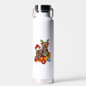 Funny Yorkshire Terrier Kerstmis Waterfles (Voorkant)