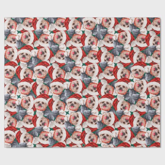 Funny Yorkshire Terrier-kerstpatroon Cadeaupapier (Vlak)