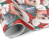 Funny Yorkshire Terrier-kerstpatroon Cadeaupapier (Rol Hoek)
