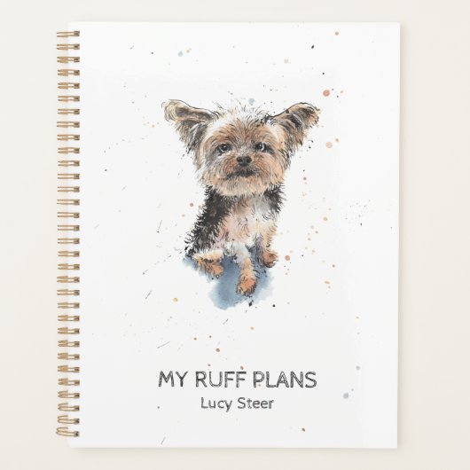Funny Yorkshire Terrier waterverf gepersonaliseerd Planner (Voorkant)
