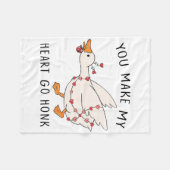 Funny You Make My Heart Go Honk Goose Heart Valent Fleece Deken (Voorkant (Horizontaal))