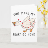 Funny You Make My Heart Go Honk Goose Heart Valent Kaart (Gele Bloem)