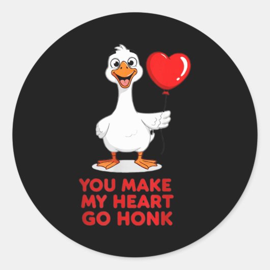 Funny You Make My Heart Go Honk Matching Valentine Ronde Sticker (Voorkant)
